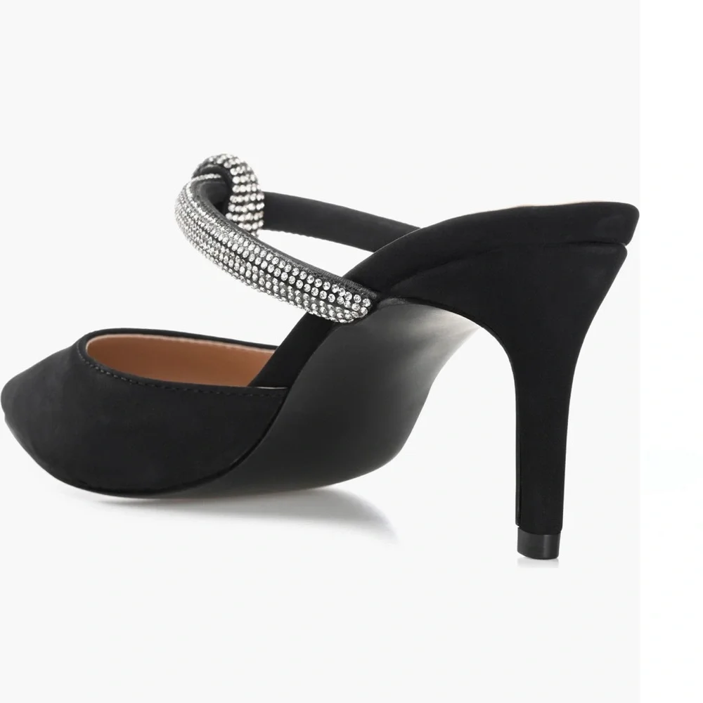 Never worn! 5.5 Black, rhinestones, Journee Collection, Lunna Mule Pump - Picture 2 of 16